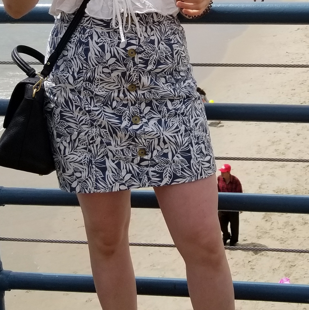 Linen blend floral mini skirt